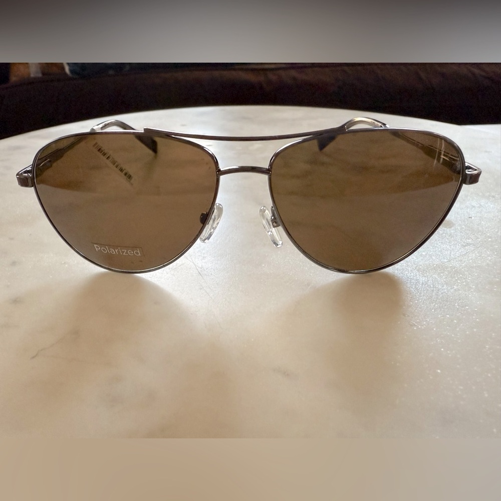 NWT TED BAKER Gunmetal Aviator Sunglasses TBM088 59-14-140 POLARIZED $149 Unisex